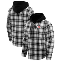 NFL x Darius Rucker Collection Plaid Flannel Quilted Full-Snap Hooded Shacket - Kansas City Chiefs
