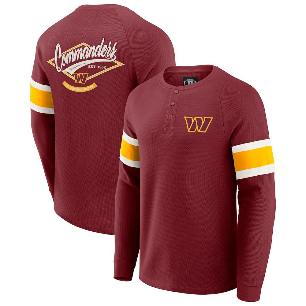 Darius Rucker Collection Waffle-Knit Raglan Long Sleeve Henley T-Shirt - Washington Commanders