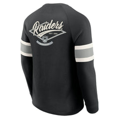 Darius Rucker Collection Waffle-Knit Raglan Long Sleeve Henley T-Shirt - Las Vegas Raiders