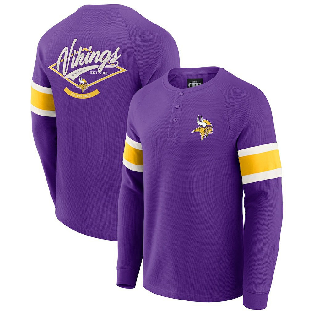 Darius Rucker Collection Waffle-Knit Raglan Long Sleeve Henley T-Shirt - Minnesota Vikings
