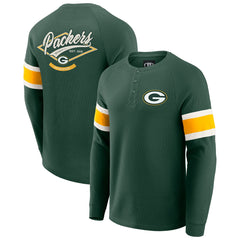 Darius Rucker Collection Waffle-Knit Raglan Long Sleeve Henley T-Shirt - Green Bay Packers