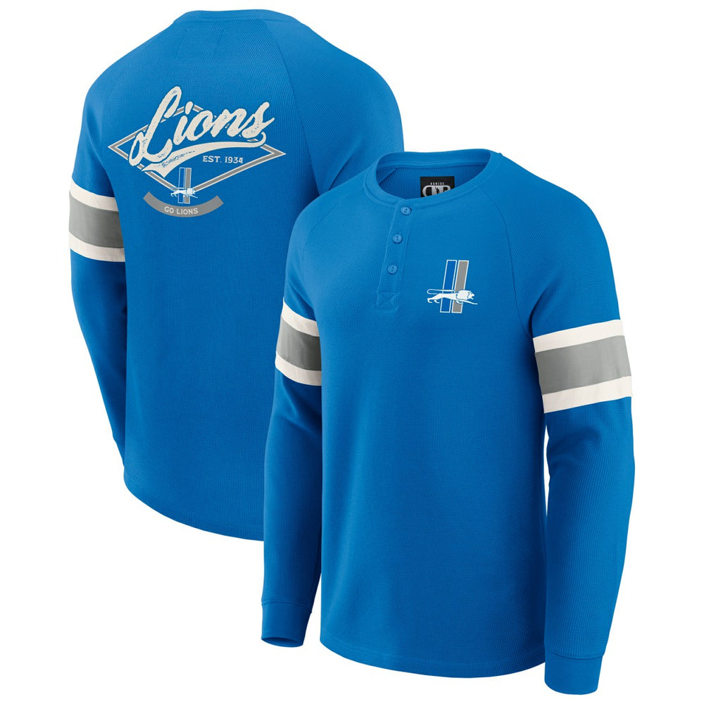 Darius Rucker Collection Waffle-Knit Raglan Long Sleeve Henley T-Shirt - Detroit Lions