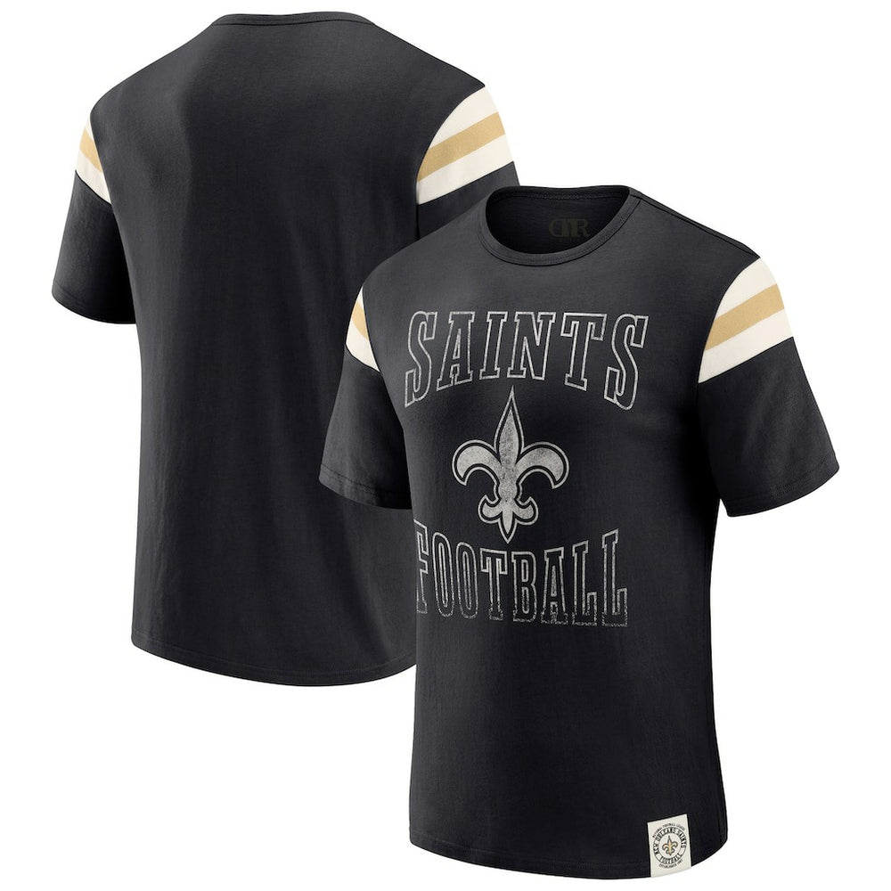 Darius Rucker Collection Football Stripe Sleeve T-Shirt - New Orleans Saints