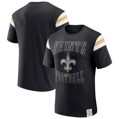 Darius Rucker Collection Football Stripe Sleeve T-Shirt - New Orleans Saints