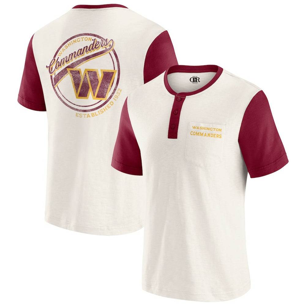 Darius Rucker Collection Henley Colorblock Slub Pocket T-Shirt - Washington Commanders