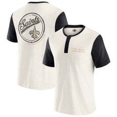 Darius Rucker Collection Henley Colorblock Slub Pocket T-Shirt - New Orleans Saints