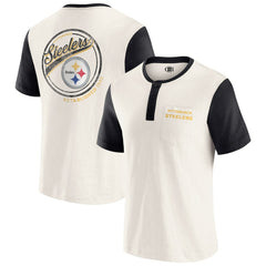 Darius Rucker Collection Henley Colorblock Slub Pocket T-Shirt - Pittsburgh Steelers
