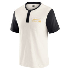 Darius Rucker Collection Henley Colorblock Slub Pocket T-Shirt - Pittsburgh Steelers