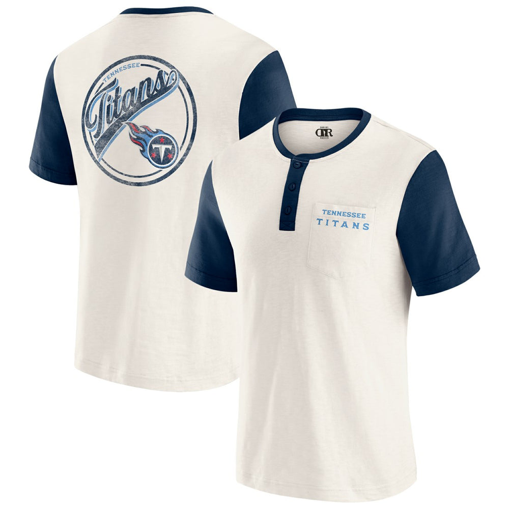Darius Rucker Collection Henley Colorblock Slub Pocket T-Shirt - Tennessee Titans