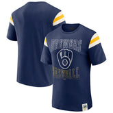 MLB Milwaukee Brewers Darius Rucker Collection by Fanatics Distressed Sleeve Stripe T-Shirt