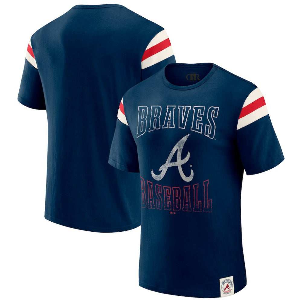 MLB Atlanta Braves Darius Rucker Collection by Fanatics Distressed Sleeve Stripe T-Shirt