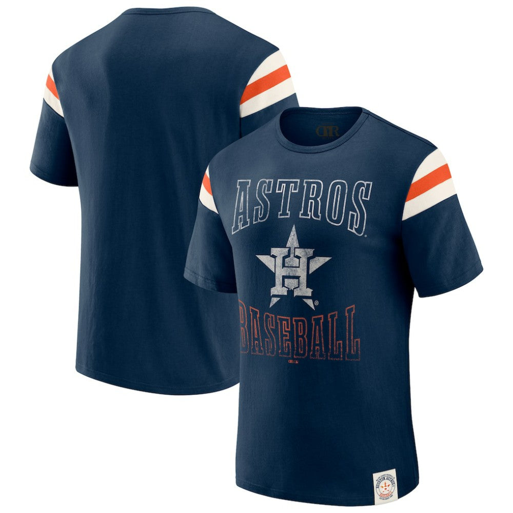 MLB Houston Astros Darius Rucker Collection by Fanatics Distressed Sleeve Stripe T-Shirt
