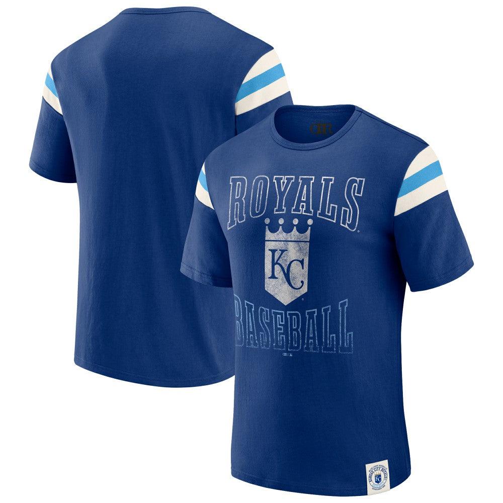 MLB Kansas City Royals Darius Rucker Collection by Fanatics Distressed Sleeve Stripe T-Shirt