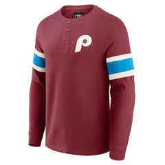 MLB Philadelphia Phillies Darius Rucker Collection by Fanatics Waffle-Knit Raglan Long Sleeve Henley T-Shirt