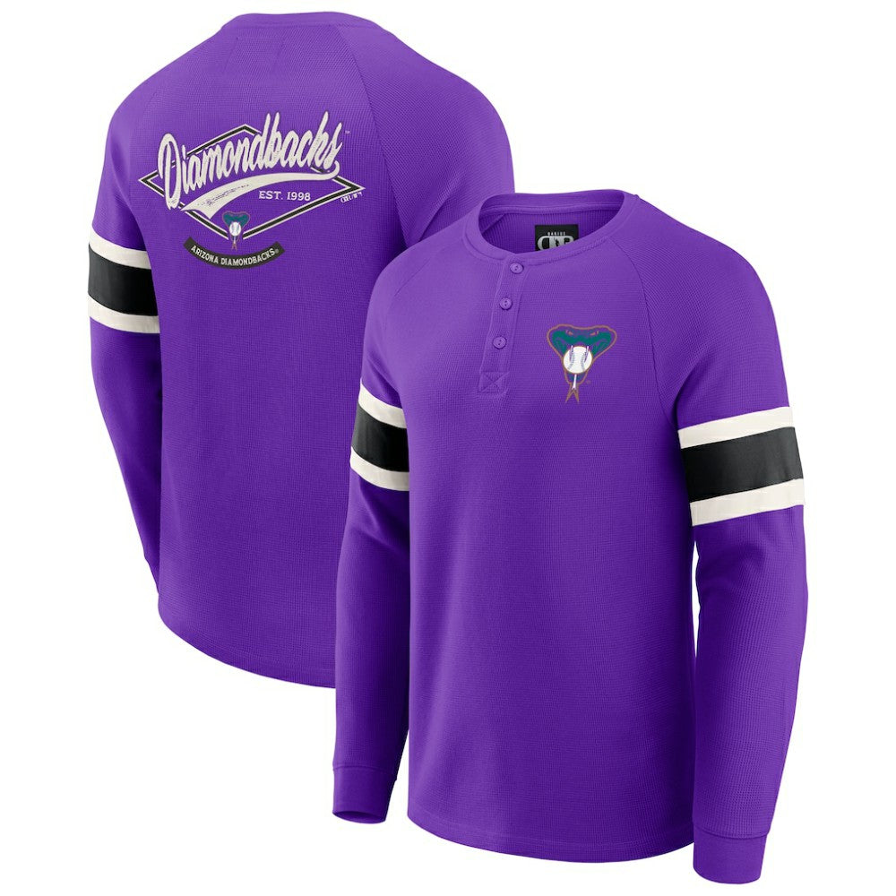 MLB Arizona Diamondbacks Darius Rucker Collection by Fanatics Waffle-Knit Raglan Long Sleeve Henley T-Shirt