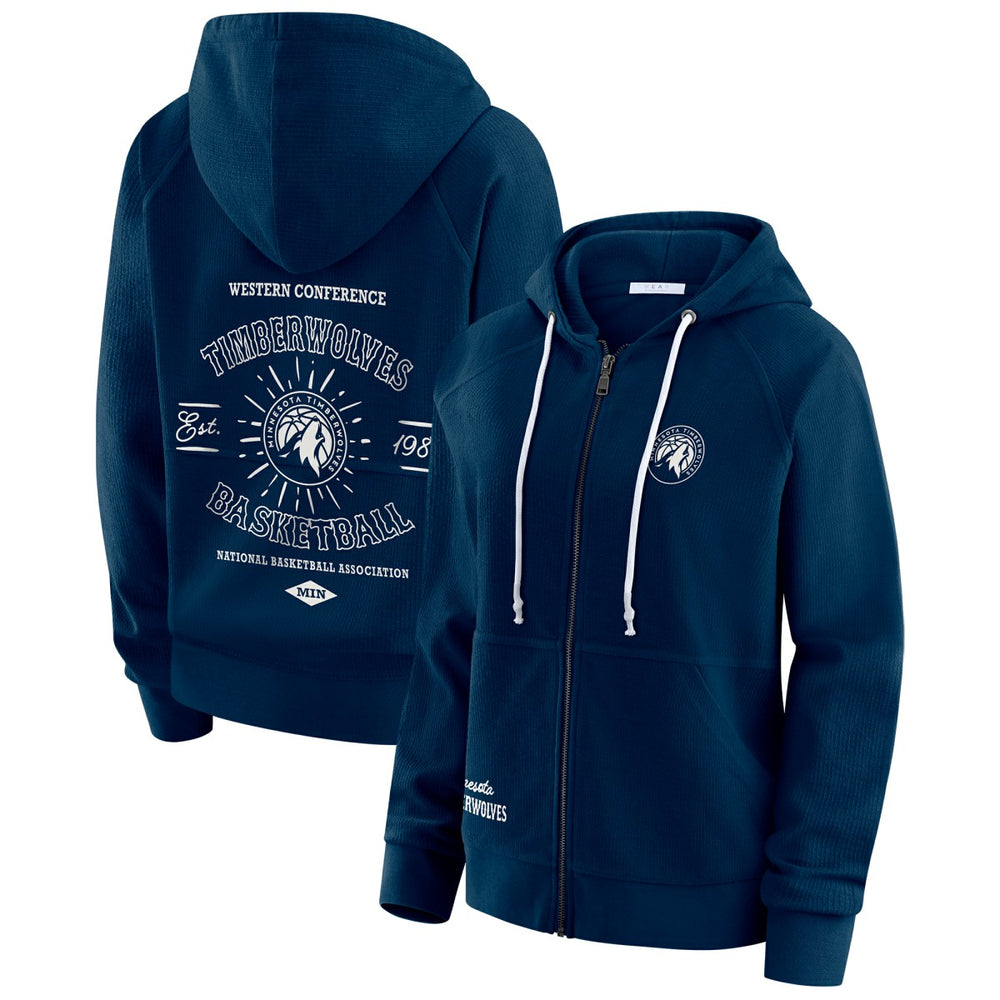 NBA Minnesota Timberwolves WEAR by Erin Andrews Women's Vintage Full-Zip Raglan Hoodie