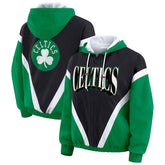 NBA Boston Celtics WEAR by Erin Andrews Women's Colorblock Full-Zip Hoodie Windbreaker Jacket