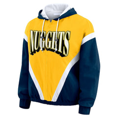 NBA Denver Nuggets WEAR by Erin Andrews Women's Colorblock Full-Zip Hoodie Windbreaker Jacket sale