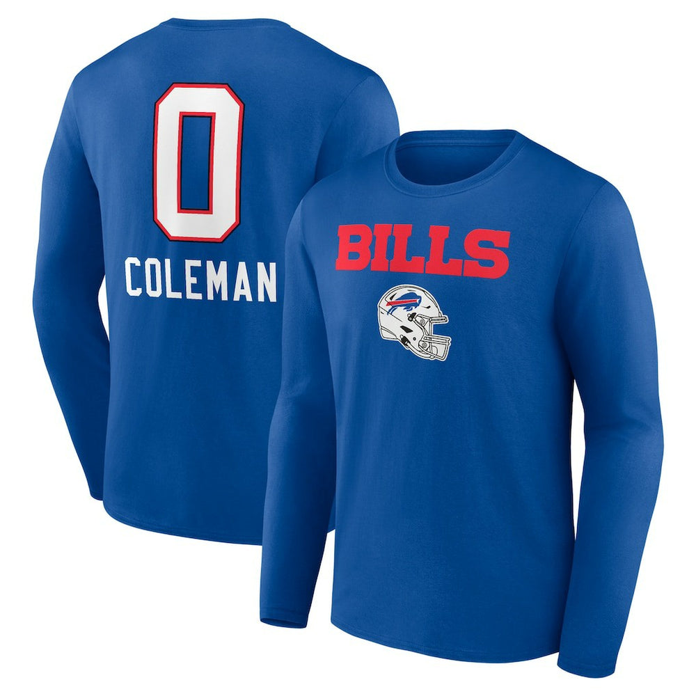 Keon Coleman Team Wordmark Name & Number Long Sleeve T-Shirt - Buffalo Bills