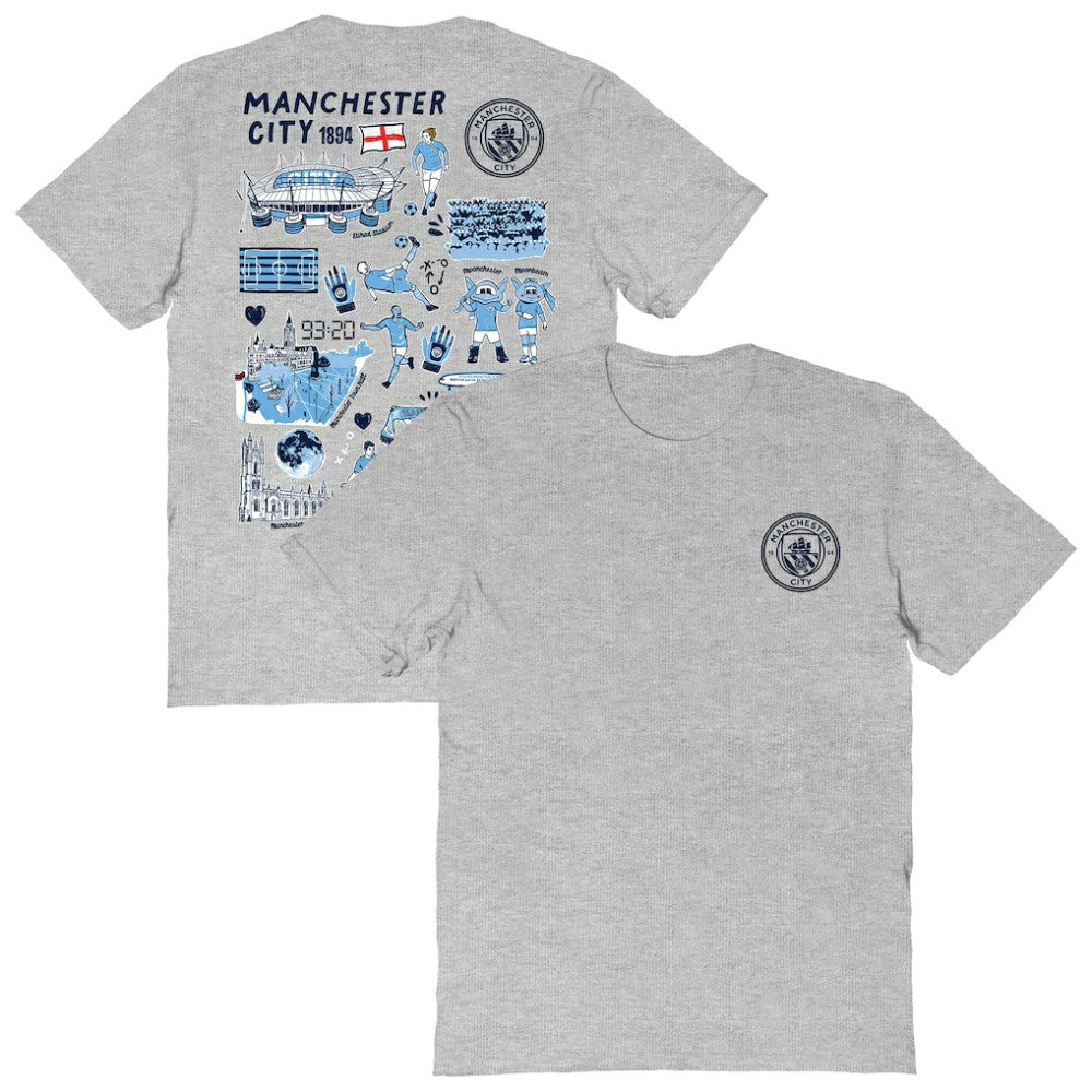 Manchester City Vive La Fete Women's Impressions Artwork T-Shirt - Heather Gray