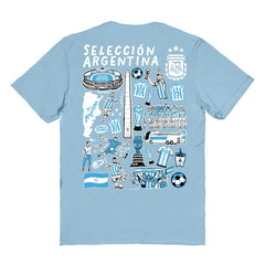 Argentina National Team Vive La Fete Women's Impressions Artwork T-Shirt - Light Blue
