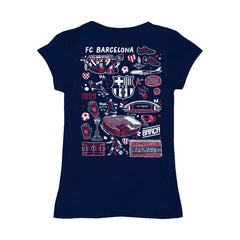 Barcelona Vive La Fete Girls Youth Color Badge Fitted T-Shirt - Navy