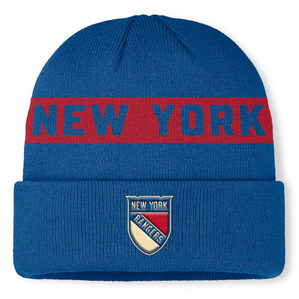 NHL Blue New York Rangers Fanatics Centennial Authentic Pro Cuffed Knit Hat