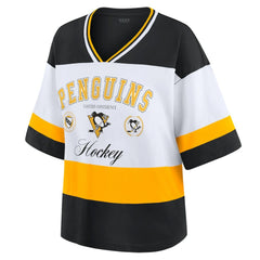 NHL Black/White Pittsburgh Penguins WEAR by Erin Andrews Women's Jersey Style Tee