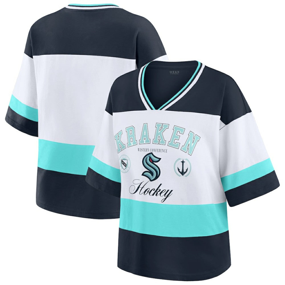NHL Black/White Seattle Kraken WEAR by Erin Andrews Women's Jersey Style Tee