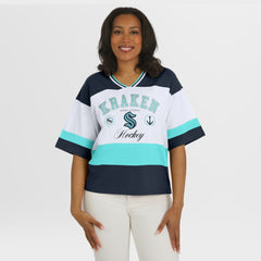 NHL Black/White Seattle Kraken WEAR by Erin Andrews Women's Jersey Style Tee