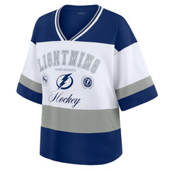 NHL Blue/White Tampa Bay Lightning WEAR by Erin Andrews Women's Jersey Style Tee