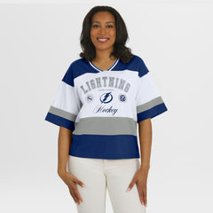 NHL Blue/White Tampa Bay Lightning WEAR by Erin Andrews Women's Jersey Style Tee