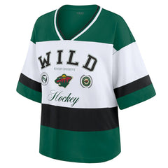 NHL Green/White Minnesota Wild WEAR by Erin Andrews Women's Jersey Style Tee