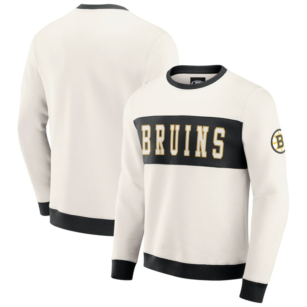 NHL Cream Boston Bruins Darius Rucker Collection by Fanatics Colorblock Pullover Sweatshirt