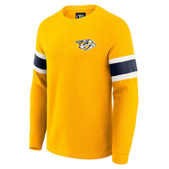 NHL Gold Nashville Predators Darius Rucker Collection by Fanatics Waffle-Knit Raglan Long Sleeve Henley T-Shirt