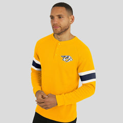 NHL Gold Nashville Predators Darius Rucker Collection by Fanatics Waffle-Knit Raglan Long Sleeve Henley T-Shirt