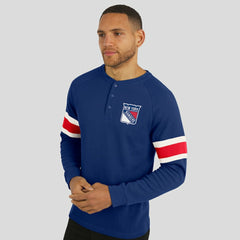 NHL Navy New York Rangers Darius Rucker Collection by Fanatics Waffle-Knit Raglan Long Sleeve Henley T-Shirt
