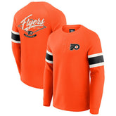 NHL Orange Philadelphia Flyers Darius Rucker Collection by Fanatics Waffle-Knit Raglan Long Sleeve Henley T-Shirt