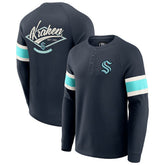 NHL Deep Sea Blue Seattle Kraken Darius Rucker Collection by Fanatics Waffle-Knit Raglan Long Sleeve Henley T-Shirt