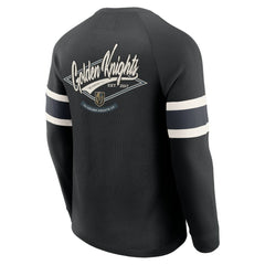 NHL Black Vegas Golden Knights Darius Rucker Collection by Fanatics Waffle-Knit Raglan Long Sleeve Henley T-Shirt