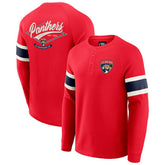 NHL Red Florida Panthers Darius Rucker Collection by Fanatics Waffle-Knit Raglan Long Sleeve Henley T-Shirt
