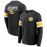 NHL Black Boston Bruins Darius Rucker Collection by Fanatics Waffle-Knit Raglan Long Sleeve Henley T-Shirt