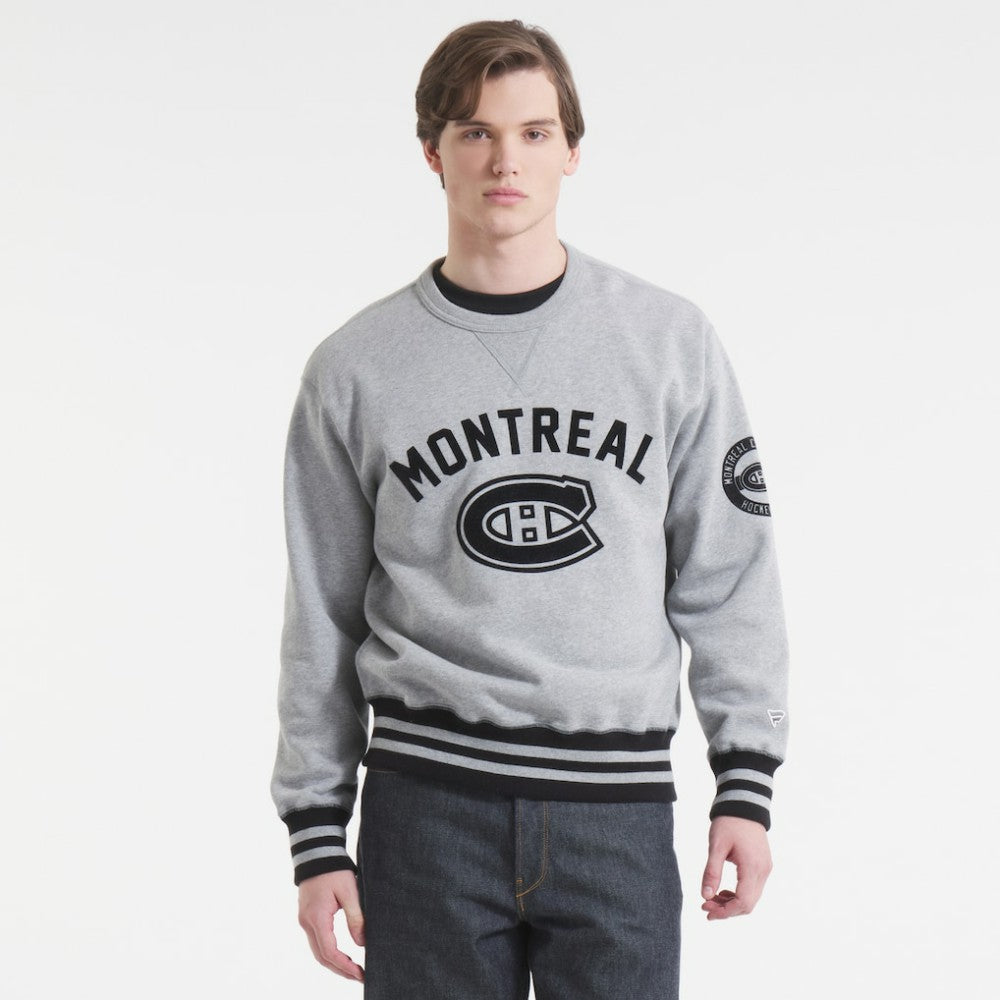 NHL Athletic Heather Gray Montreal Canadiens Todd Snyder by Fanatics Relaxed Canadian Fleece Crew