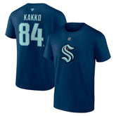 NHL Navy Kaapo Kakko Seattle Kraken Fanatics Authentic Stack Name & Number T-Shirt