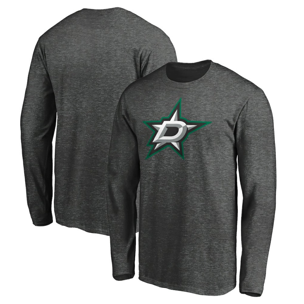 NHL Charcoal Dallas Stars Fanatics Logo Long Sleeve T-Shirt