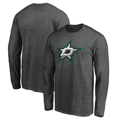 NHL Charcoal Dallas Stars Fanatics Logo Long Sleeve T-Shirt