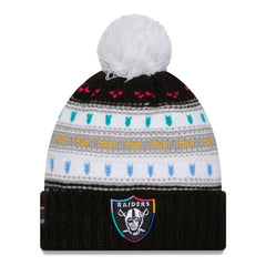 Women's 2025 NFL Crucial Catch Cuffed Knit Hat with Pom - Las Vegas Raiders