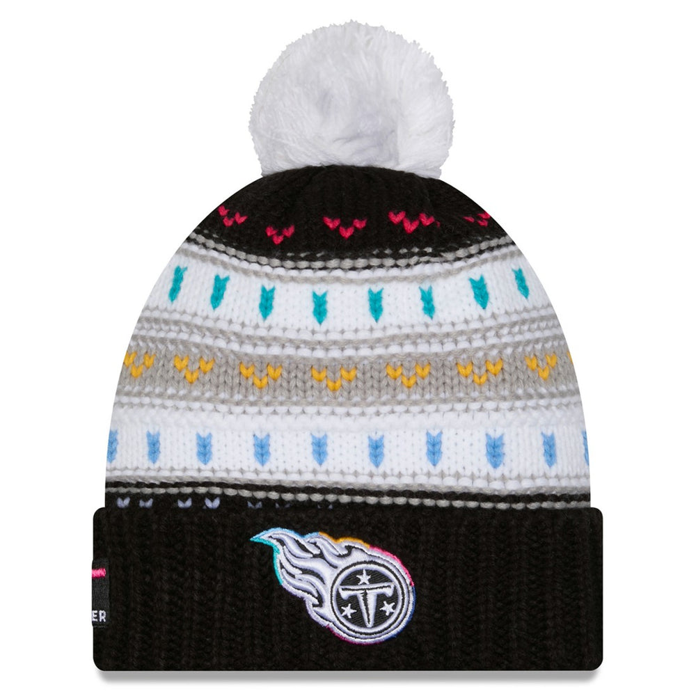 Women's 2025 NFL Crucial Catch Cuffed Knit Hat with Pom - Tennessee Titans