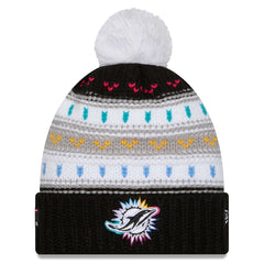 Women's 2025 NFL Crucial Catch Cuffed Knit Hat with Pom - Miami Dolphins