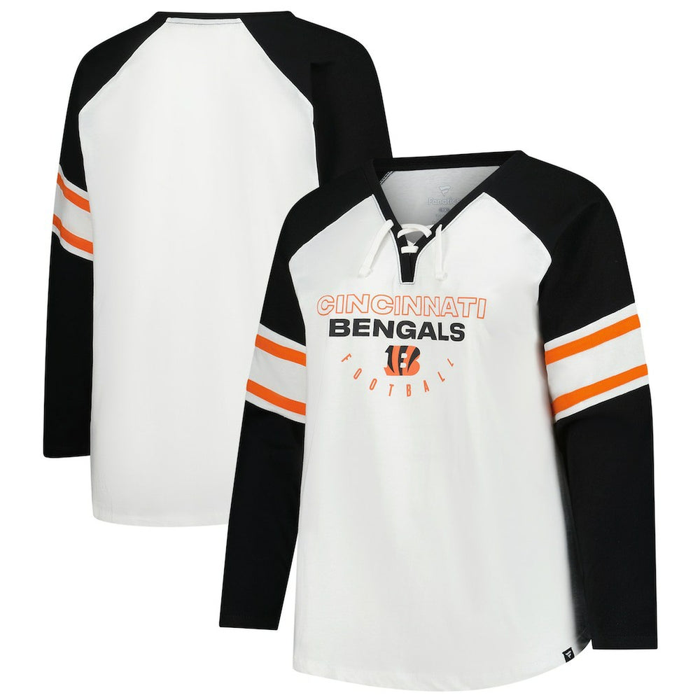 Women's Plus Size Redzone Lace Up Long Sleeve T-Shirt - Cincinnati Bengals
